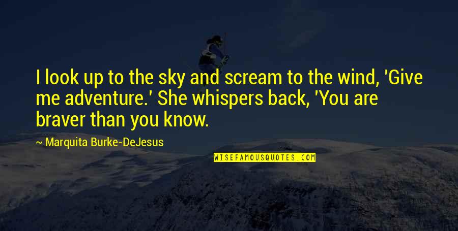 Adventure From Up Quotes By Marquita Burke-DeJesus: I look up to the sky and scream