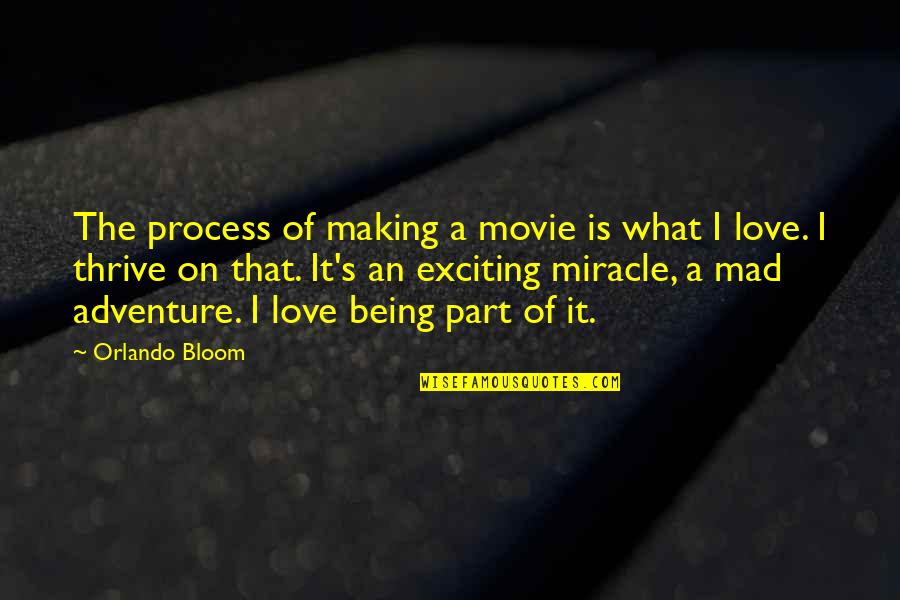 Adventure Love Quotes By Orlando Bloom: The process of making a movie is what