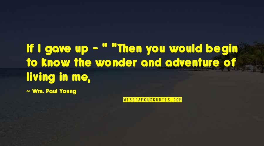 Adventure Up Quotes By Wm. Paul Young: If I gave up - " "Then you