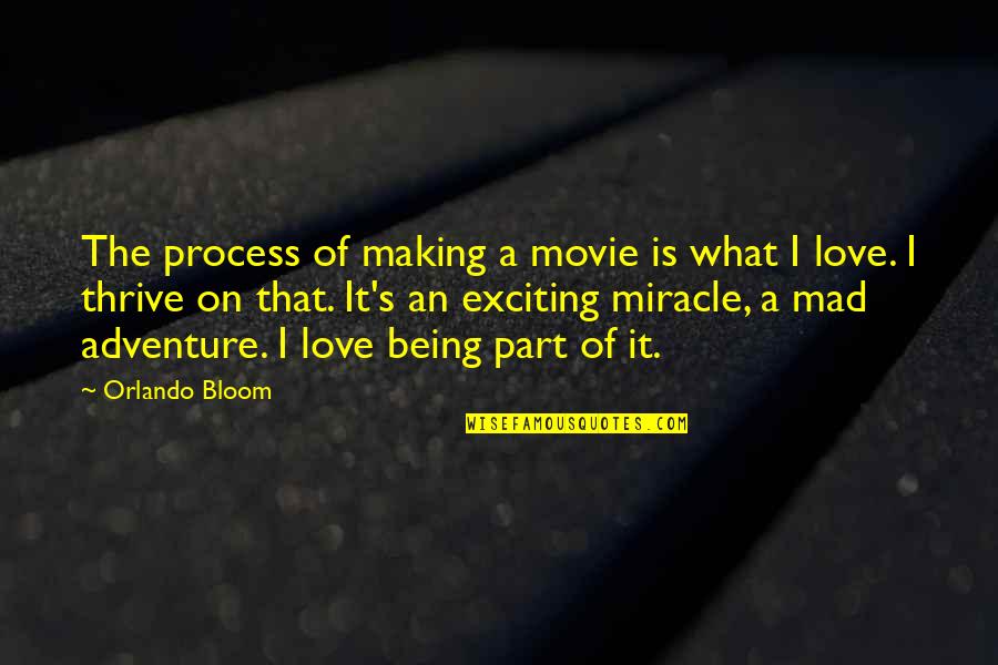Adventure With My Love Quotes By Orlando Bloom: The process of making a movie is what