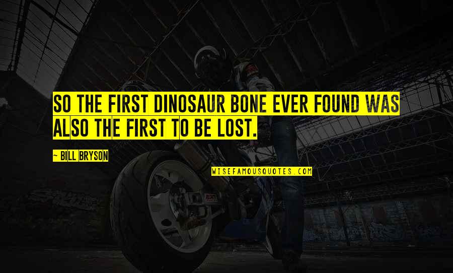 Adventure With Wife Quotes By Bill Bryson: So the first dinosaur bone ever found was