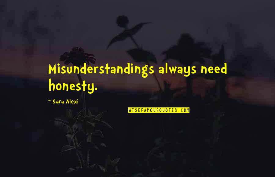 Adventures Alone Quotes By Sara Alexi: Misunderstandings always need honesty. Adventures Alone Quotes By Sara Alexi: Misunderstandings always need honesty.