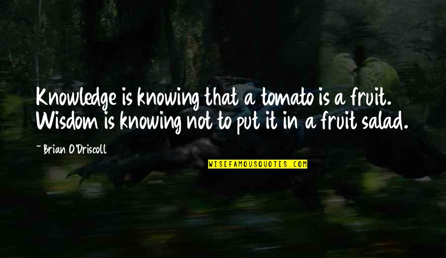 Adventures Of Tom Sawyer Friendship Quotes By Brian O'Driscoll: Knowledge is knowing that a tomato is a