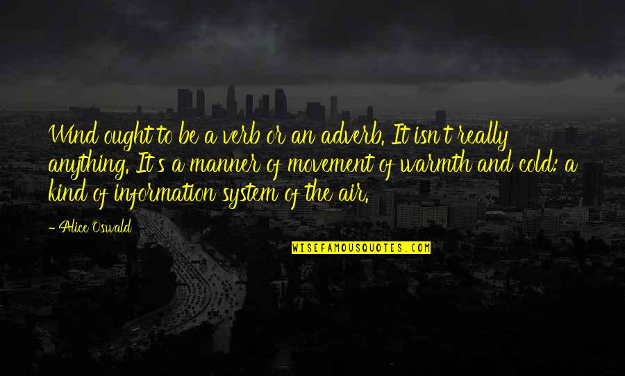 Adverb Quotes By Alice Oswald: Wind ought to be a verb or an Adverb Quotes By Alice Oswald: Wind ought to be a verb or an