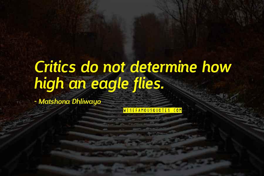 Adversary Quotes By Matshona Dhliwayo: Critics do not determine how high an eagle