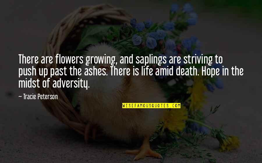 Adversity And Death Quotes By Tracie Peterson: There are flowers growing, and saplings are striving
