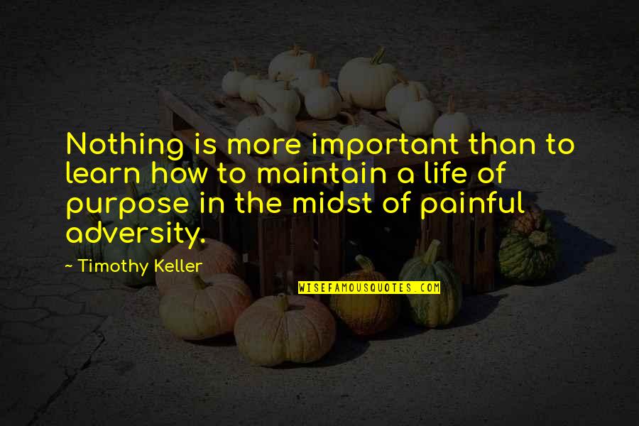 Adversity Of Life Quotes By Timothy Keller: Nothing is more important than to learn how