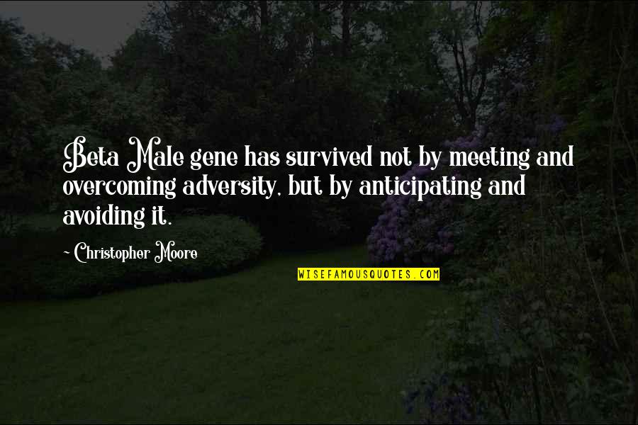 Adversity Overcoming Quotes By Christopher Moore: Beta Male gene has survived not by meeting