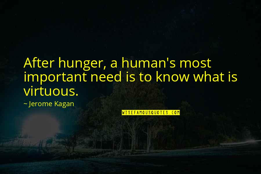 Adversity's Quotes By Jerome Kagan: After hunger, a human's most important need is