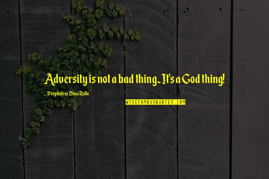 Adversity's Quotes By Prophetess Dina Rolle: Adversity is not a bad thing~It's a God