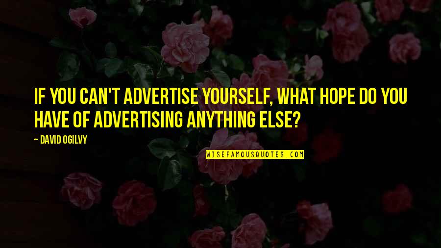 Advertise Yourself Quotes By David Ogilvy: If you can't advertise yourself, what hope do
