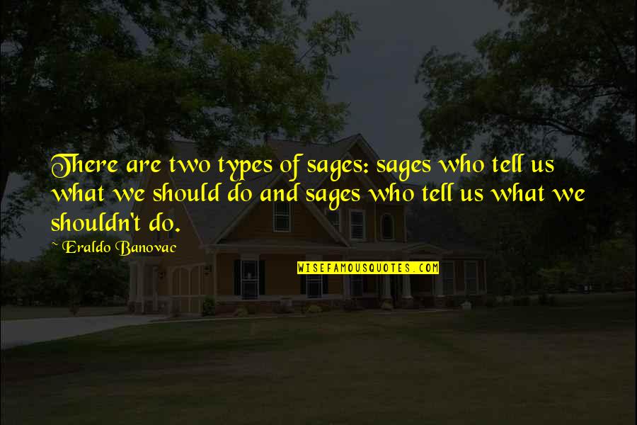 Advice For Daily Living Quotes By Eraldo Banovac: There are two types of sages: sages who