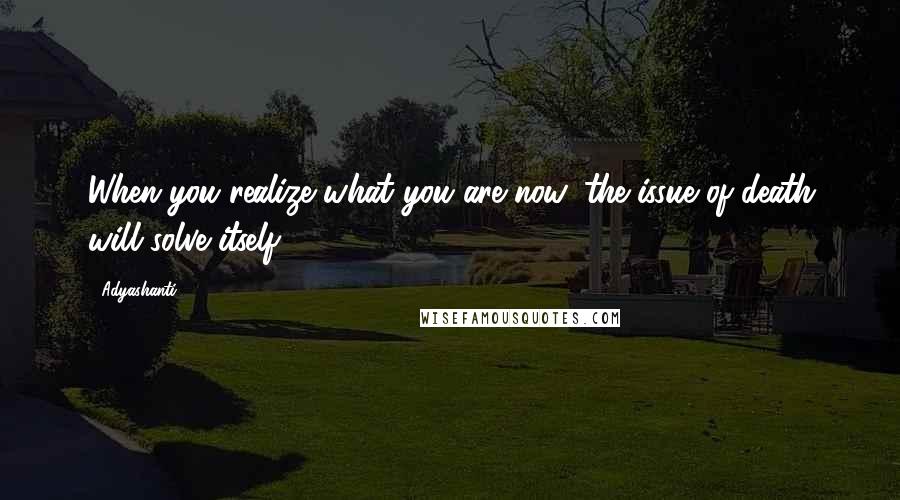 Adyashanti quotes: When you realize what you are now, the issue of death will solve itself.