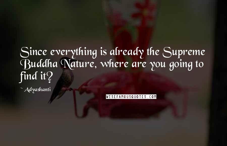 Adyashanti quotes: Since everything is already the Supreme Buddha Nature, where are you going to find it?