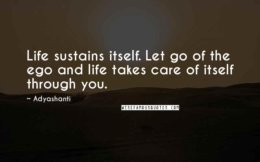 Adyashanti quotes: Life sustains itself. Let go of the ego and life takes care of itself through you.