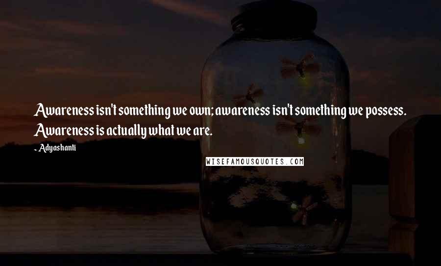 Adyashanti quotes: Awareness isn't something we own; awareness isn't something we possess. Awareness is actually what we are.