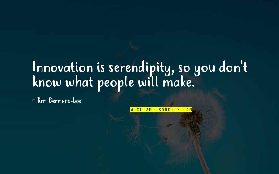 Ae100 Quotes By Tim Berners-Lee: Innovation is serendipity, so you don't know what