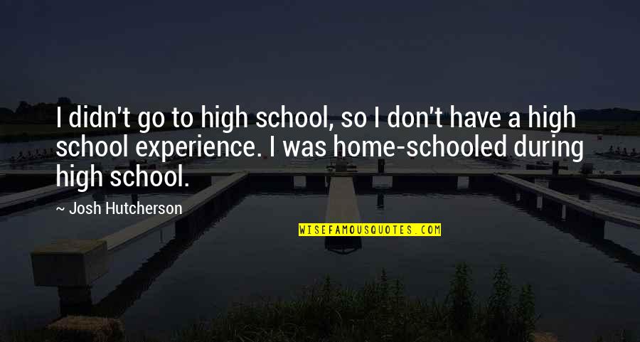 Aebischer Richeson Quotes By Josh Hutcherson: I didn't go to high school, so I Aebischer Richeson Quotes By Josh Hutcherson: I didn't go to high school, so I