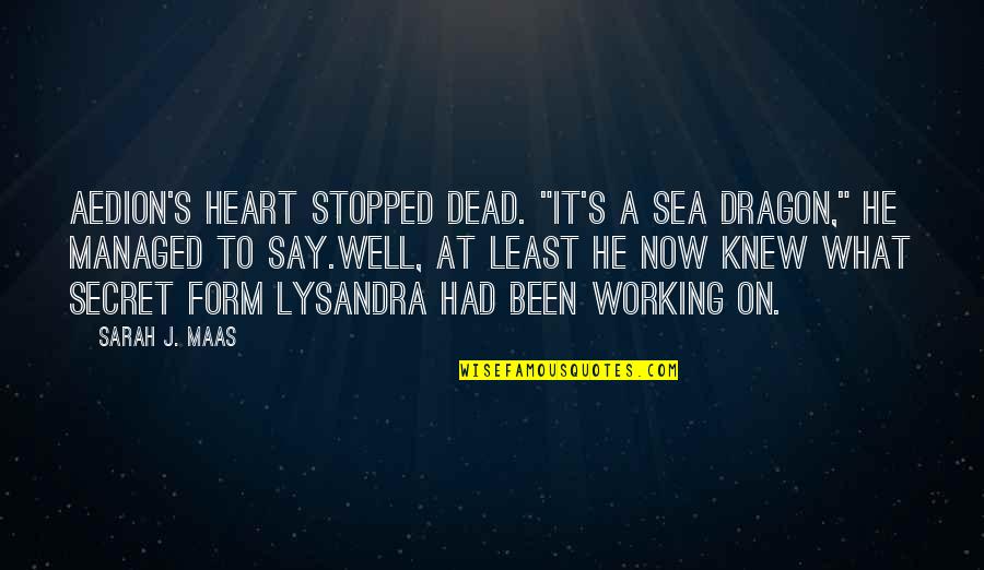 Aedion's Quotes By Sarah J. Maas: Aedion's heart stopped dead. "It's a sea dragon,"