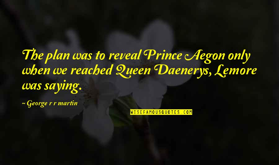 Aegon's Quotes By George R R Martin: The plan was to reveal Prince Aegon only