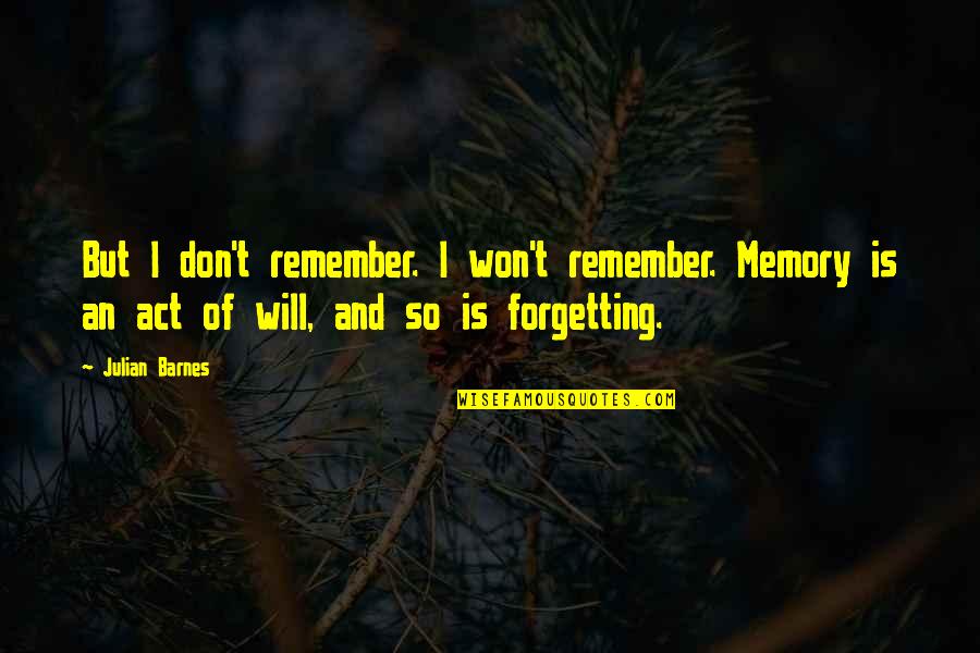 Aehs Foundation Quotes By Julian Barnes: But I don't remember. I won't remember. Memory