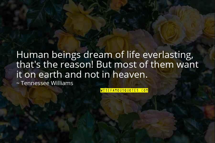 Aequus Quotes By Tennessee Williams: Human beings dream of life everlasting, that's the
