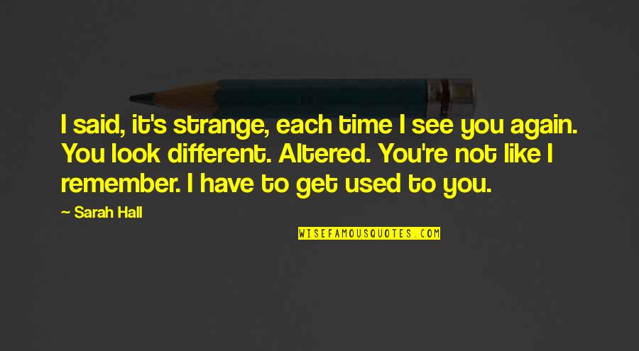 Aerate Lawn Quotes By Sarah Hall: I said, it's strange, each time I see Aerate Lawn Quotes By Sarah Hall: I said, it's strange, each time I see