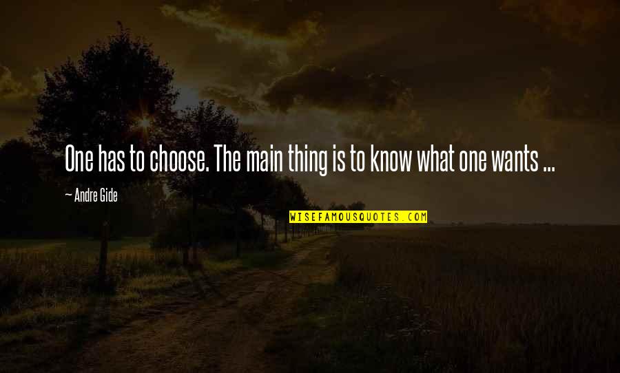 Aericka Quotes By Andre Gide: One has to choose. The main thing is
