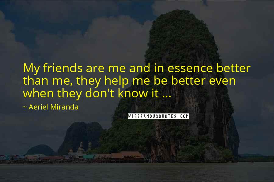 Aeriel Miranda quotes: My friends are me and in essence better than me, they help me be better even when they don't know it ... Aeriel Miranda quotes: My friends are me and in essence better than me, they help me be better even when they don't know it ...