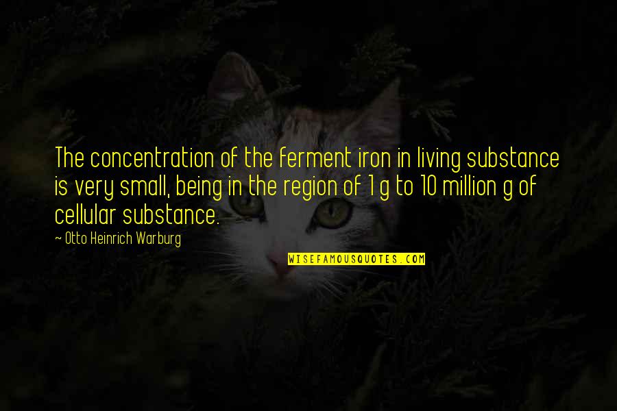 Aeron Quotes By Otto Heinrich Warburg: The concentration of the ferment iron in living