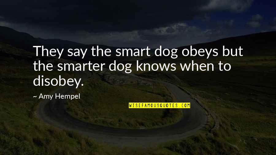 Aerosols Vs Droplets Quotes By Amy Hempel: They say the smart dog obeys but the