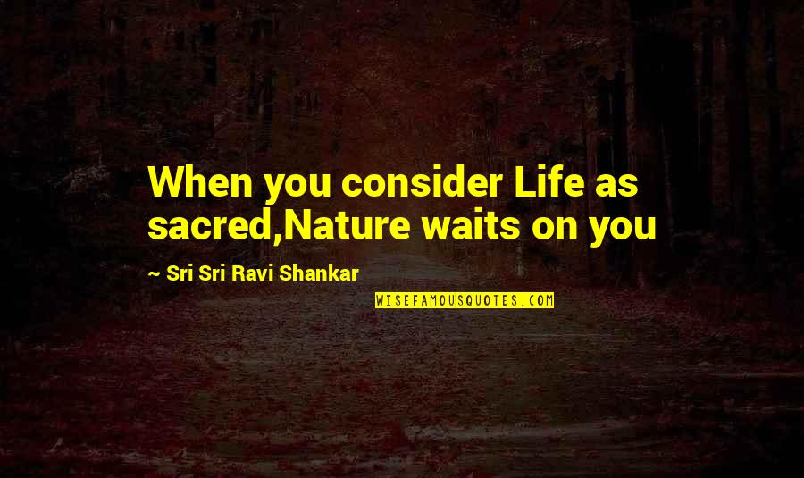 Aes Sedai Quotes By Sri Sri Ravi Shankar: When you consider Life as sacred,Nature waits on Aes Sedai Quotes By Sri Sri Ravi Shankar: When you consider Life as sacred,Nature waits on