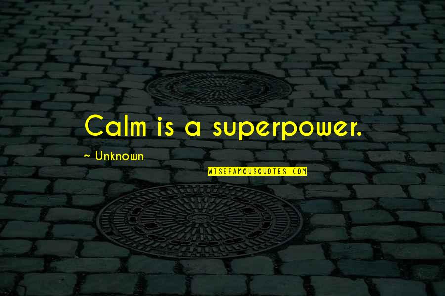Aeschliman Equip Quotes By Unknown: Calm is a superpower.