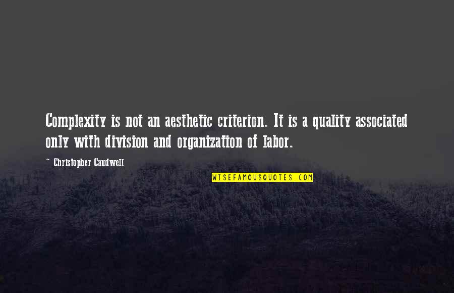 Aesthetic Beauty Quotes By Christopher Caudwell: Complexity is not an aesthetic criterion. It is