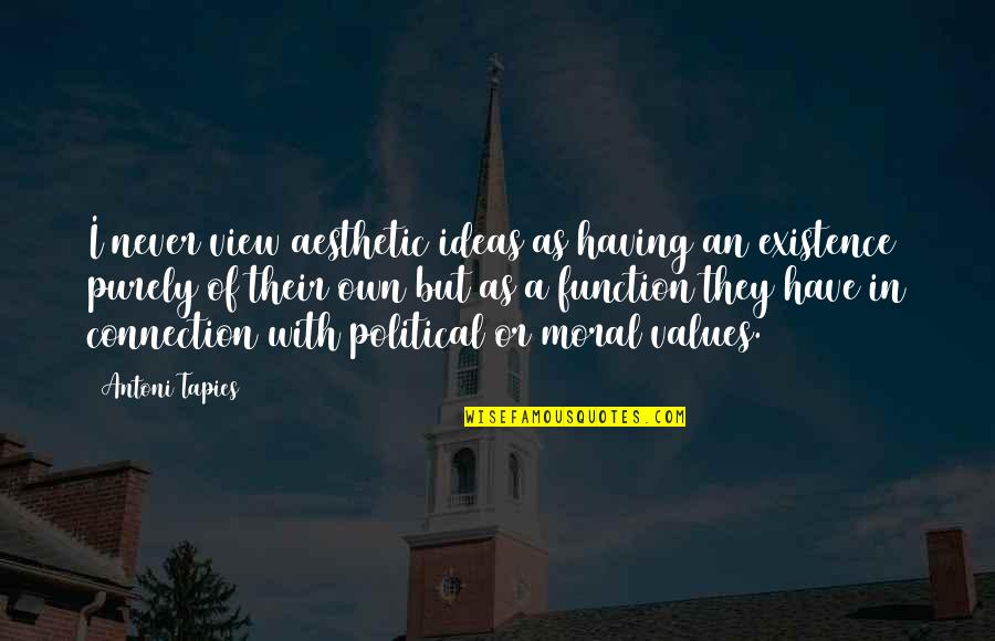 Aesthetic View Quotes By Antoni Tapies: I never view aesthetic ideas as having an Aesthetic View Quotes By Antoni Tapies: I never view aesthetic ideas as having an