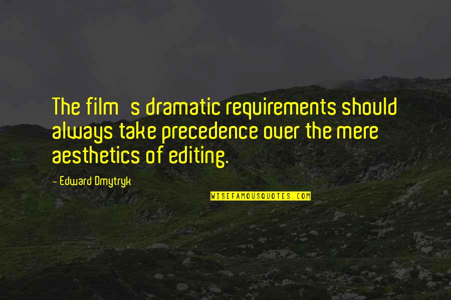 Aesthetics Quotes By Edward Dmytryk: The film's dramatic requirements should always take precedence