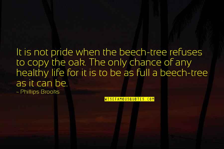 Aeternitatum Quotes By Phillips Brooks: It is not pride when the beech-tree refuses