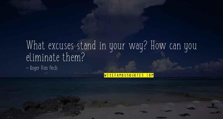 Afacerile Lui Quotes By Roger Von Oech: What excuses stand in your way? How can