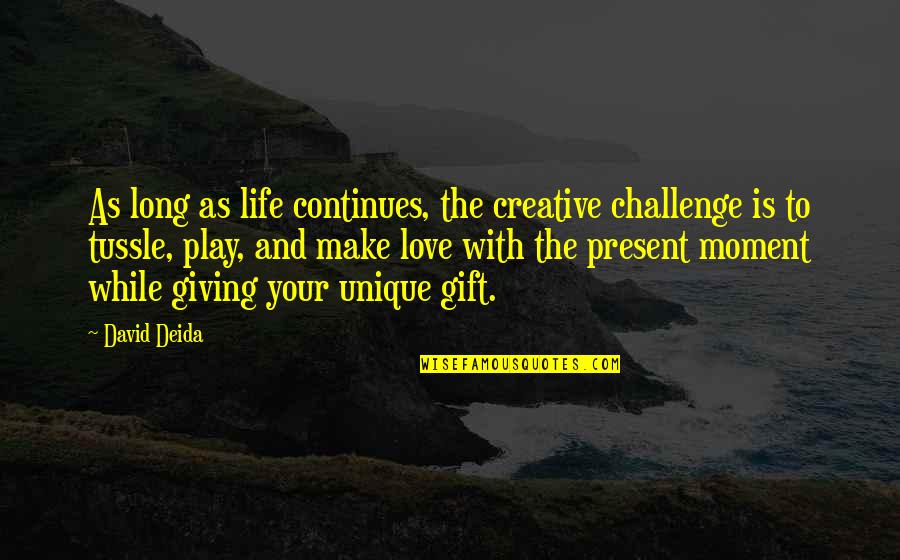 Afastamentos Quotes By David Deida: As long as life continues, the creative challenge Afastamentos Quotes By David Deida: As long as life continues, the creative challenge