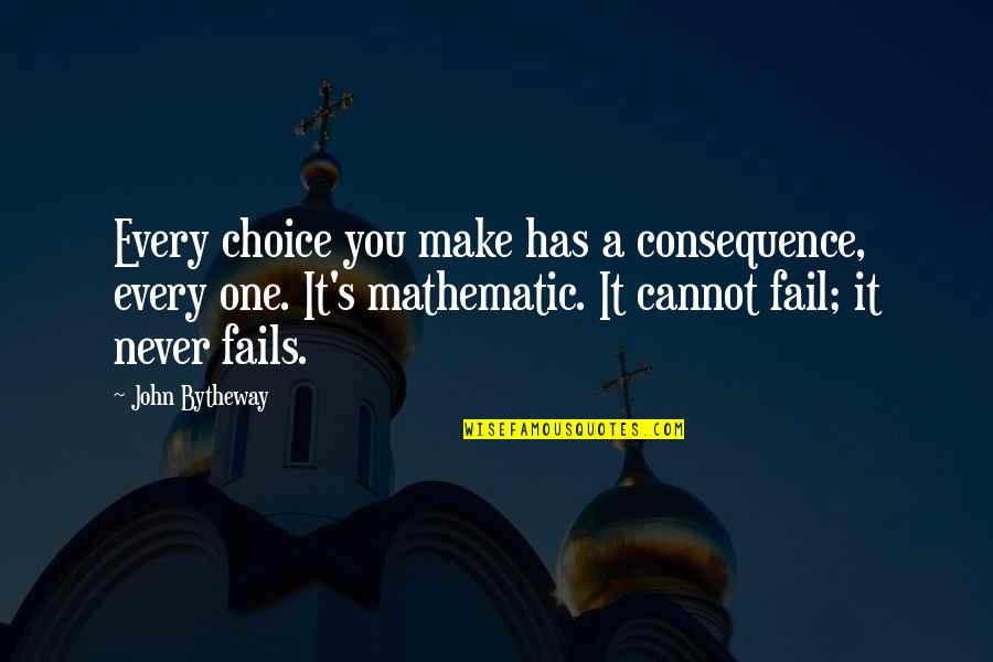 Affabilit Quotes By John Bytheway: Every choice you make has a consequence, every