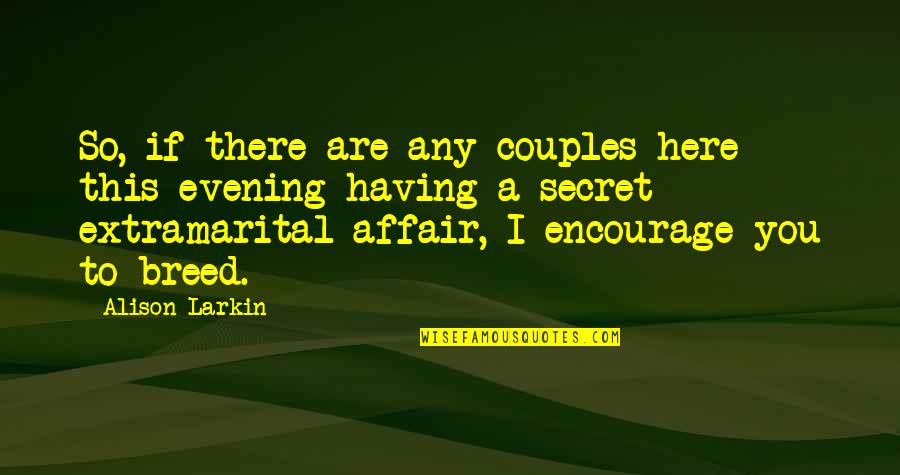 Affair Quotes By Alison Larkin: So, if there are any couples here this