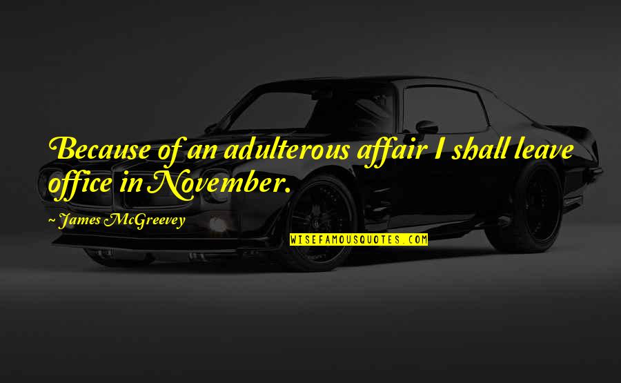 Affair Quotes By James McGreevey: Because of an adulterous affair I shall leave Affair Quotes By James McGreevey: Because of an adulterous affair I shall leave