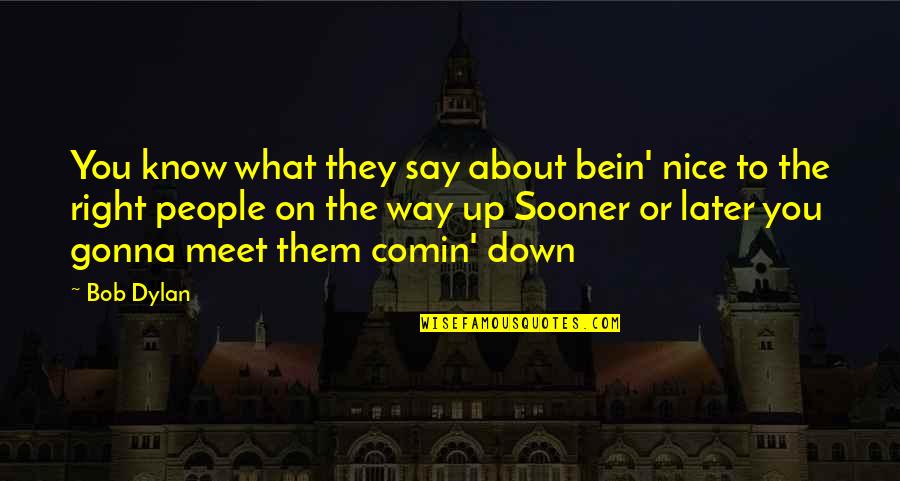 Affairs With A Married Man In Hindi Quotes By Bob Dylan: You know what they say about bein' nice