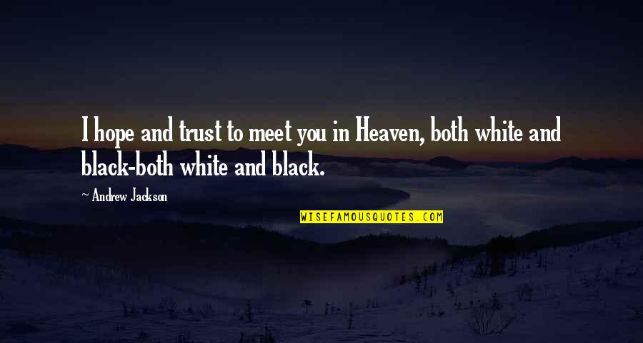 Affectionate Picture Quotes By Andrew Jackson: I hope and trust to meet you in