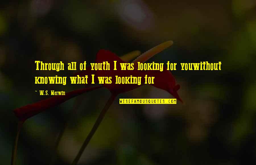 Affirmations About Life Quotes By W.S. Merwin: Through all of youth I was looking for