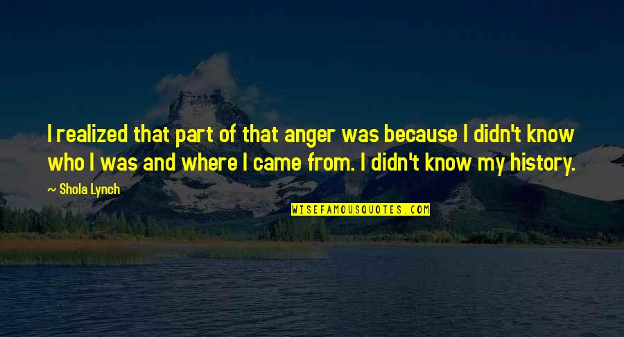 Affirmatives Quotes By Shola Lynch: I realized that part of that anger was