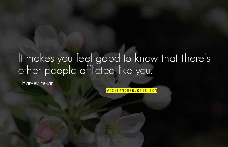 Afflicted Quotes By Harvey Pekar: It makes you feel good to know that