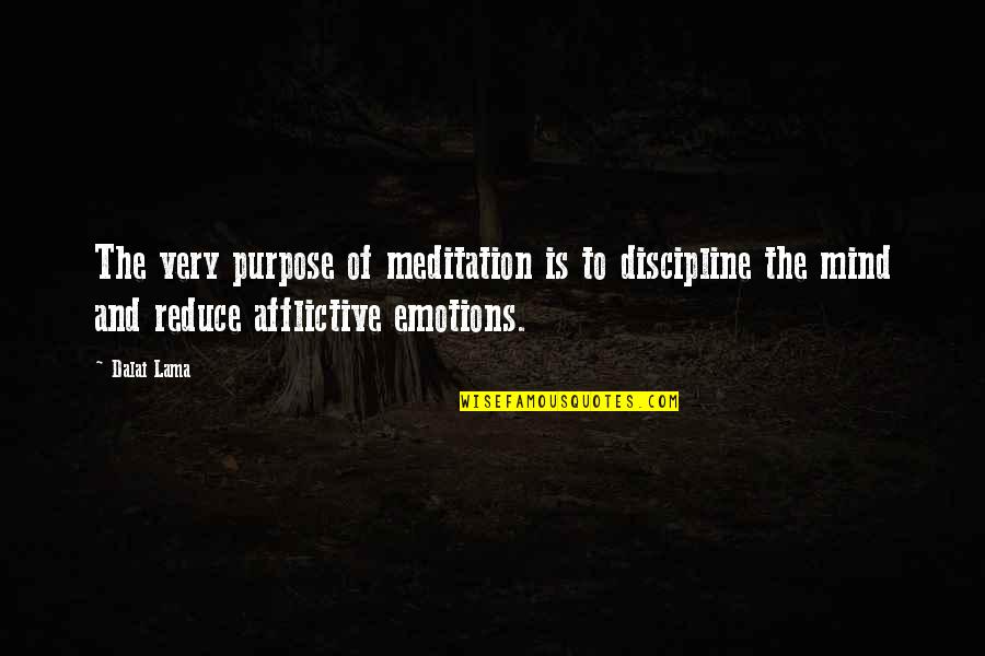 Afflictive Quotes By Dalai Lama: The very purpose of meditation is to discipline