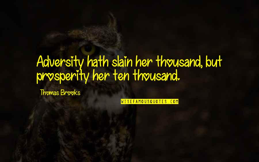 Affluence Quotes By Thomas Brooks: Adversity hath slain her thousand, but prosperity her