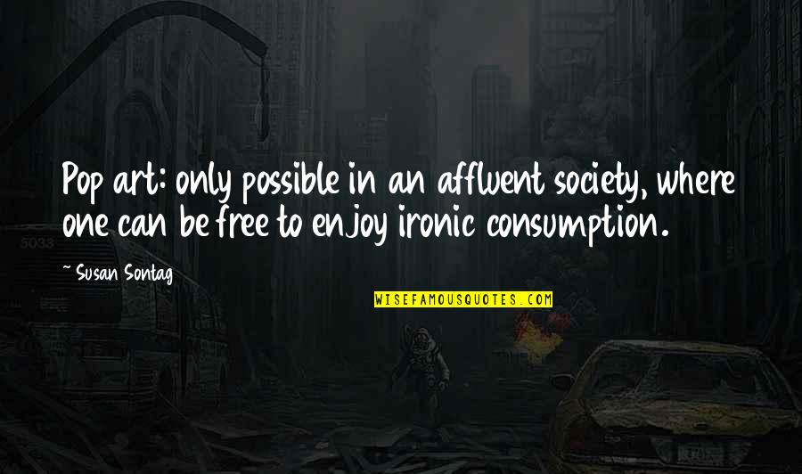 Affluent Society Quotes By Susan Sontag: Pop art: only possible in an affluent society,